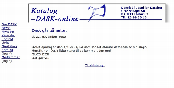 20 år med Dansk Skuespiller Katalog dask nyhed