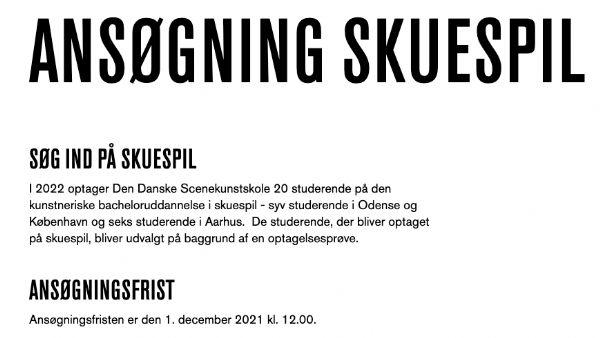 LÆS MED: Søger du op på Skuespillerskolerne? dask nyhed